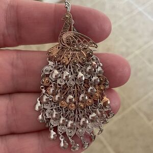 STERLING silver 925/Gold plated Peacock pendant/pin